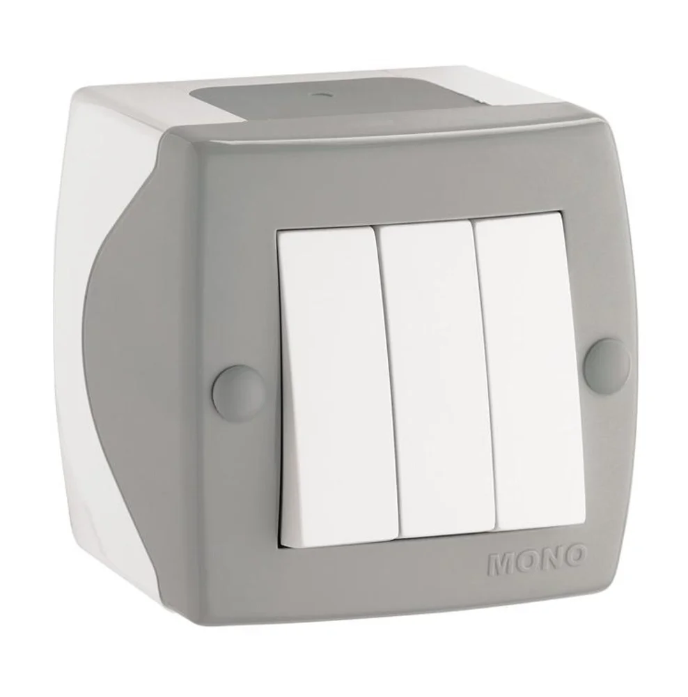 Вимикач трохклавішний Mono Electric OCTANS IP20 сірий
