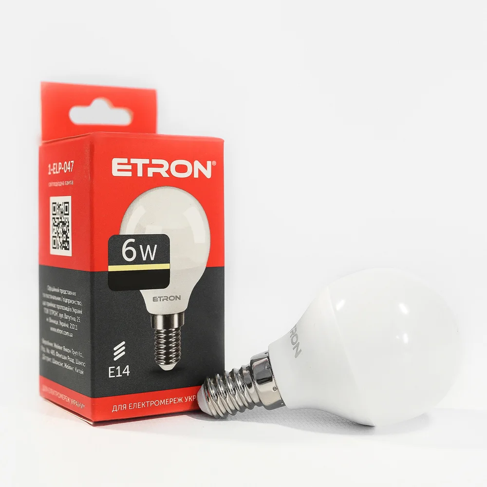 Світлодіодна LED лампа ETRON 6W G45 3000K 220V E14 тепле світло 1-ELP-047
