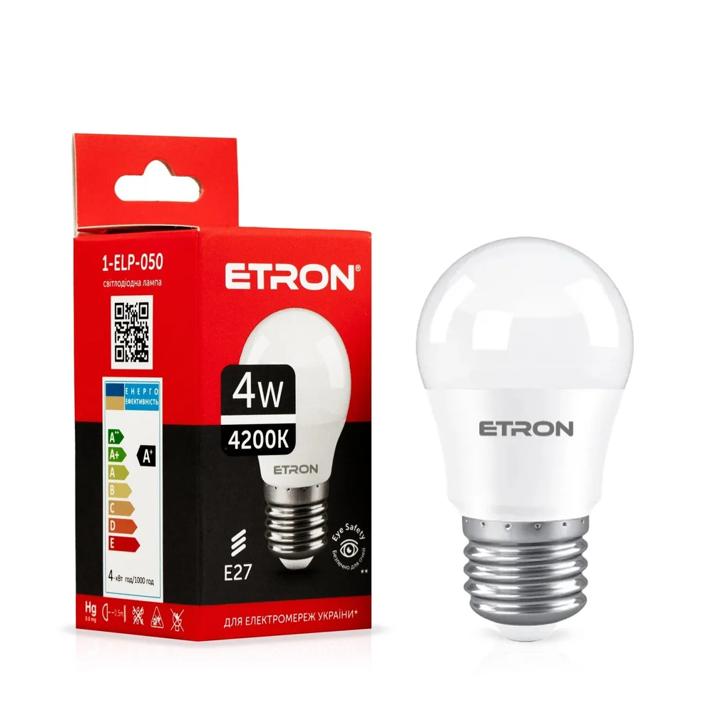 Світлодіодна LED лампа ETRON 4W G45 4200K 220V E27 денне світло 1-ELP-050