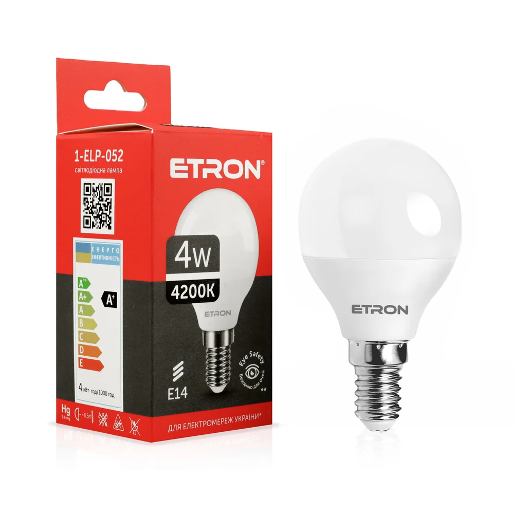 Светодиодная LED лампа ETRON 4W G45 4200K 220V E14 дневной свет 1-ELP-052