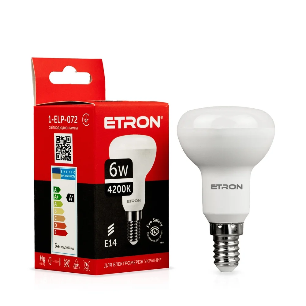 Світлодіодна LED лампа ETRON 6W R50 4200K 220V E14 денне світло 1-ELP-072