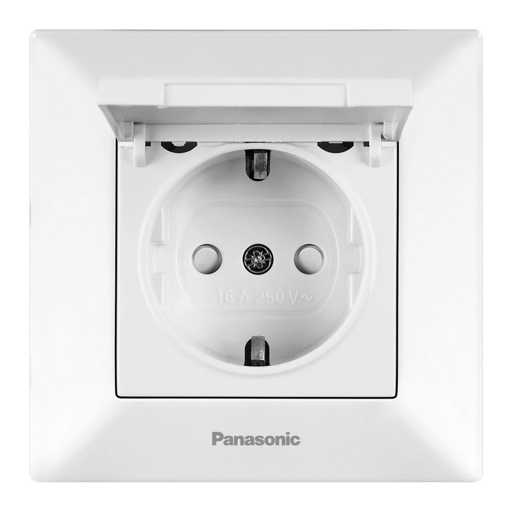 Розетка з заземленням та кришкою Panasonic Arkedia Slim біла WNTC0210-2WH