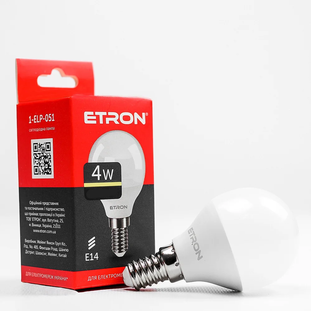 Светодиодная LED лампа ETRON 4W G45 3000K 220V E14 теплый свет 1-ELP-051