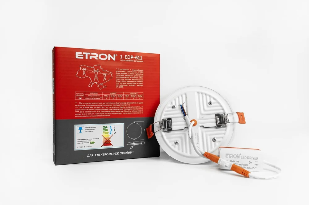 Светодиодный светильник ETRON Decor 1-EDP-611 18W 5000К IP20 круг