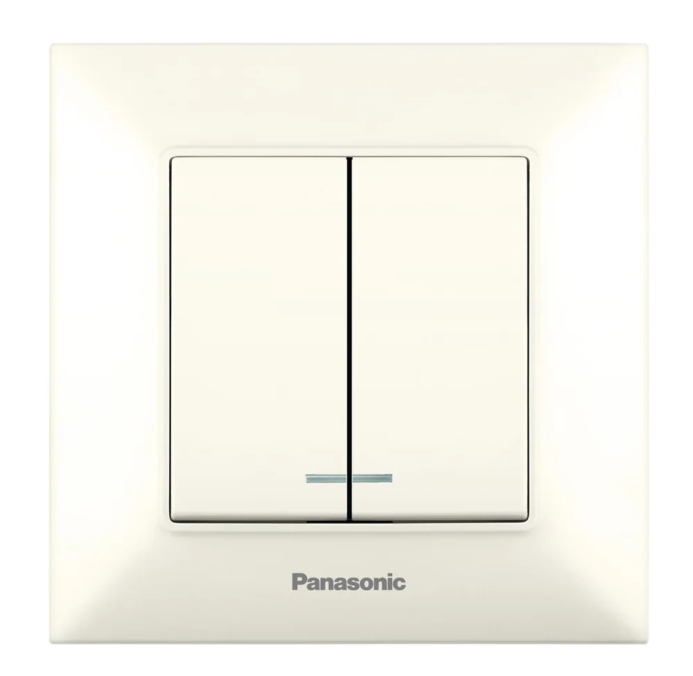 Выключатель двухклавишный с подсветкой Panasonic Arkedia Slim крем WNTC0010-2BG
