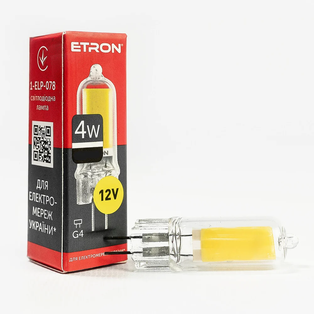 Світлодіодна LED лампа ETRON 4W G4 Glass 4200K 12V денне світло 1-ELP-078