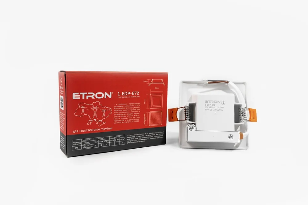 Светодиодный светильник ETRON Decor 1-EDP-672 6W 4200K IP40 квадратный