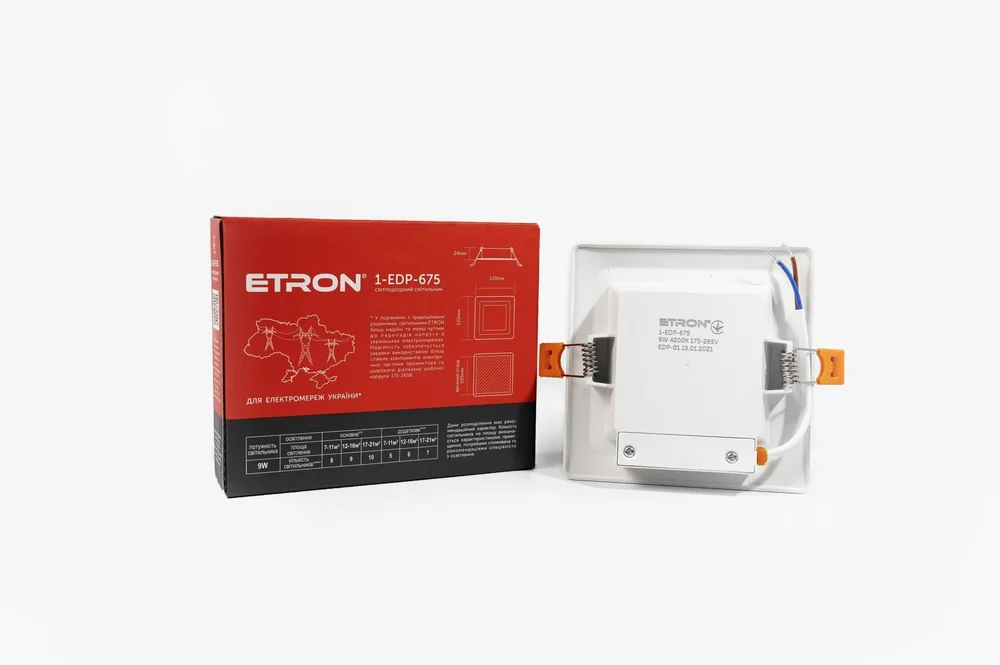 Светодиодный светильник ETRON Decor 1-EDP-675 9W 4200K IP40 квадратный
