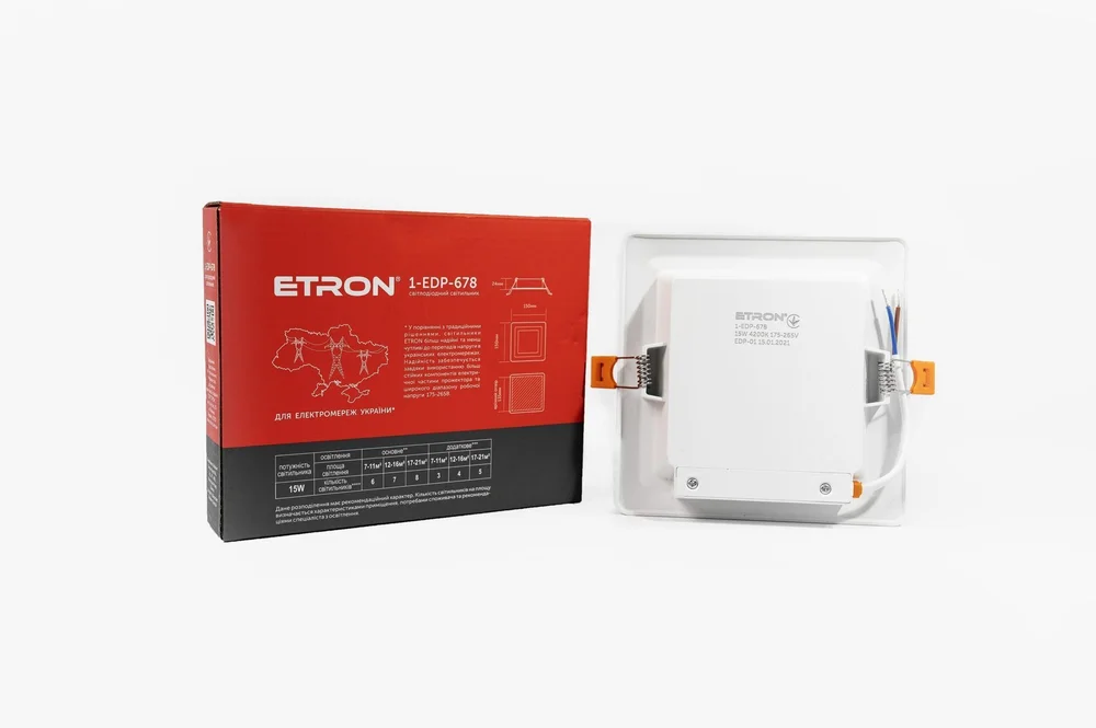 Светодиодный светильник ETRON Decor 1-EDP-678 15W 4200K IP20 квадратный