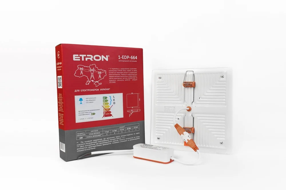 Светодиодный светильник ETRON Decor 1-EDP-664 24W 5000К IP20 квадрат