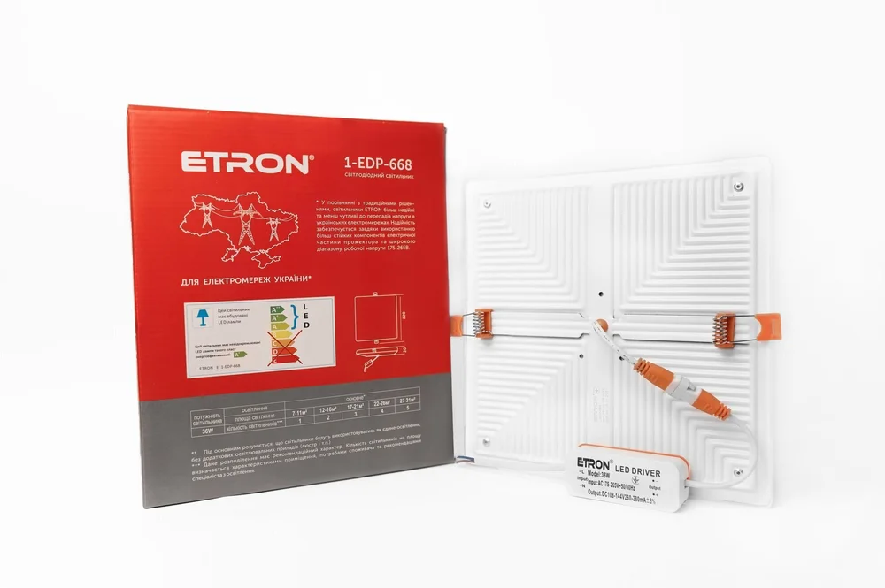 Светодиодный светильник ETRON Decor 1-EDP-668 36W 5000К IP20 квадратный