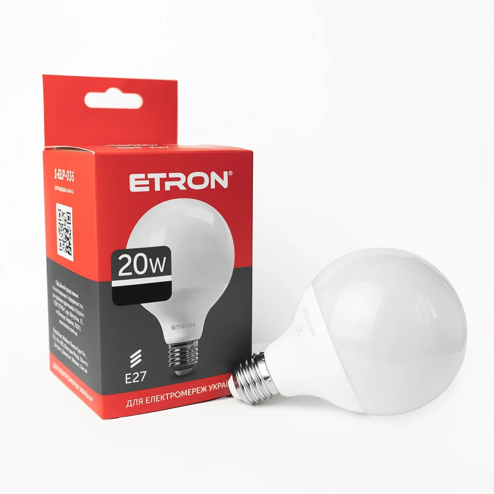 Світлодіодна LED лампа ETRON 20W G95 4200K 220V E27 денне світло 1-ELP-036