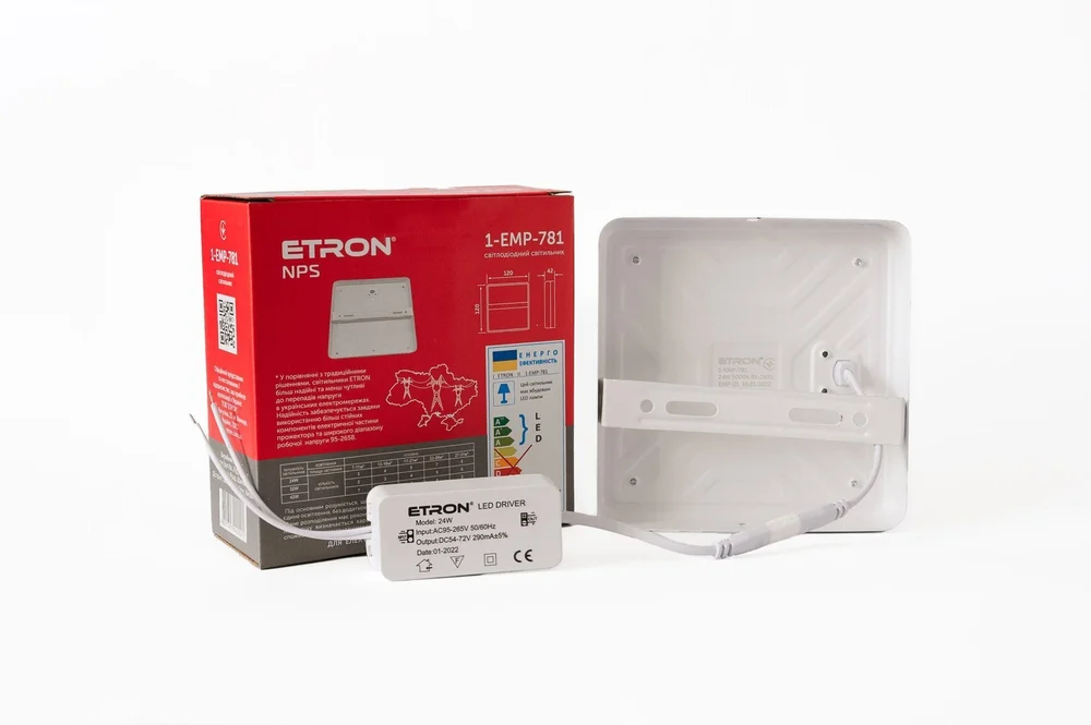 Світлодіодний світильник ETRON 1-EMP-781 NPS 24W 5000К ІР20 квадрат