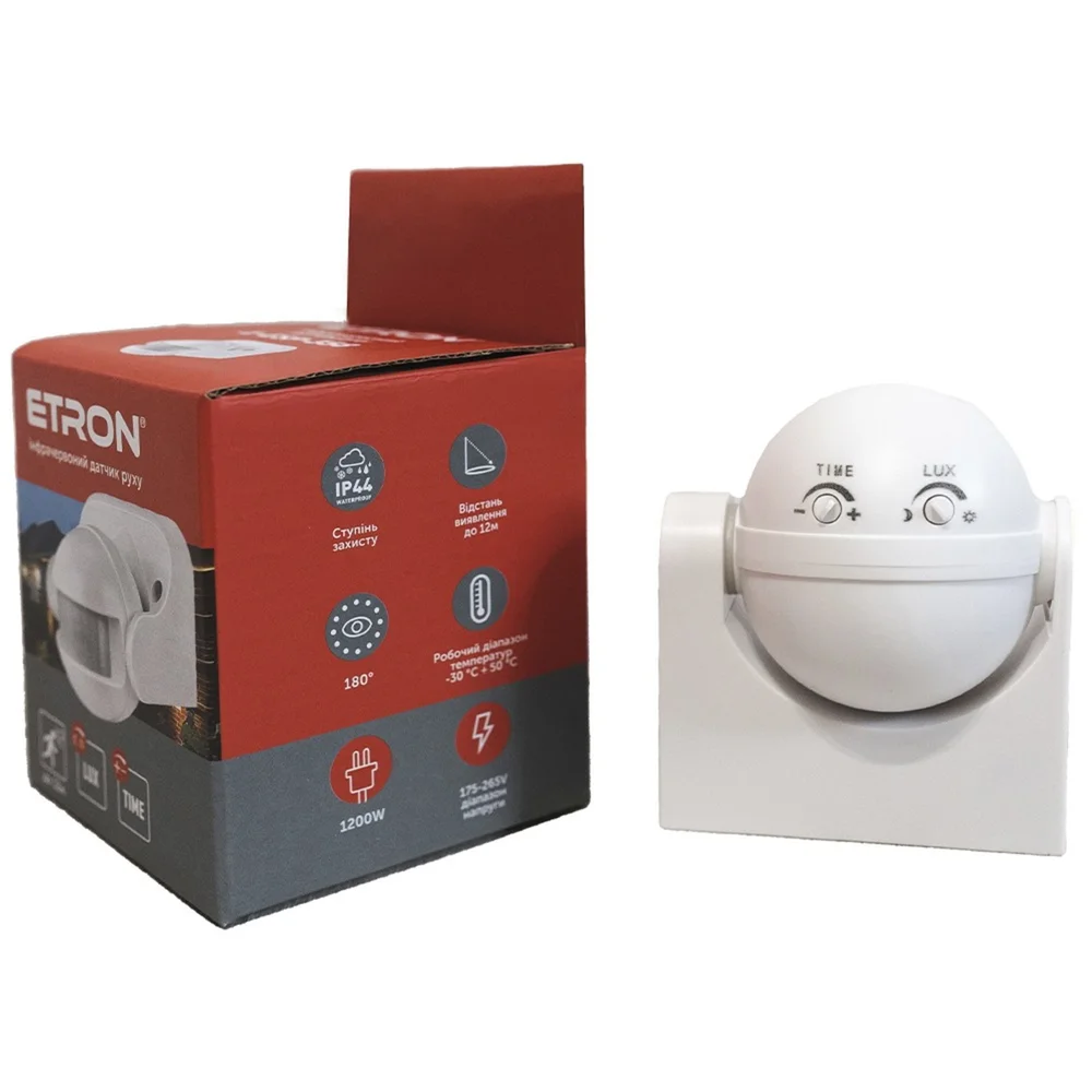 Инфракрасный датчик движения ETRON Sensor 1-ESP-358 230V IP44 с датчиком освещенности