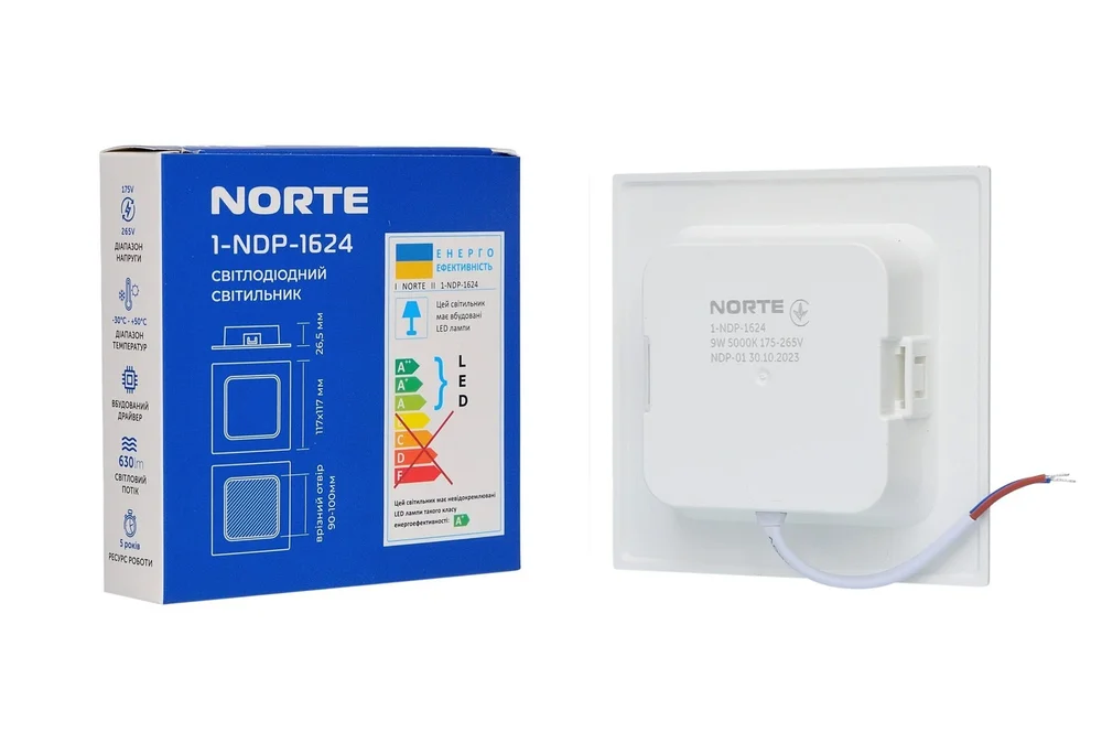 Потолочный светильник NORTE 1-NDP-1624 9W 5000K IP44 квадратный