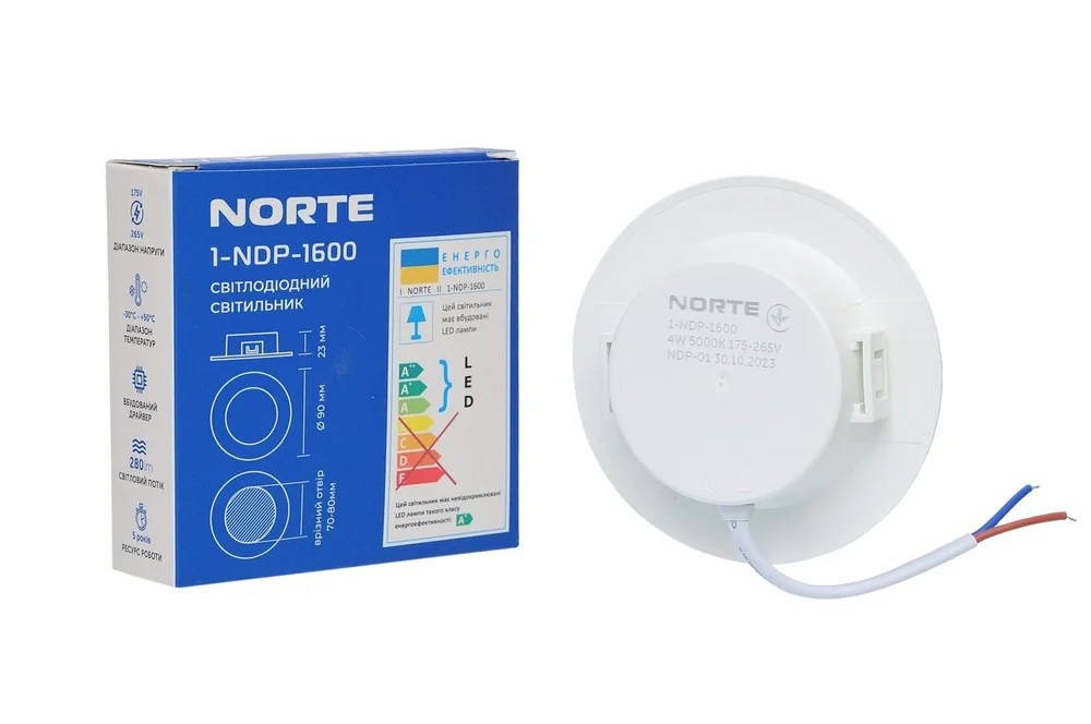 Потолочный светильник NORTE 1-NDP-1600 4W 5000K IP44 круг