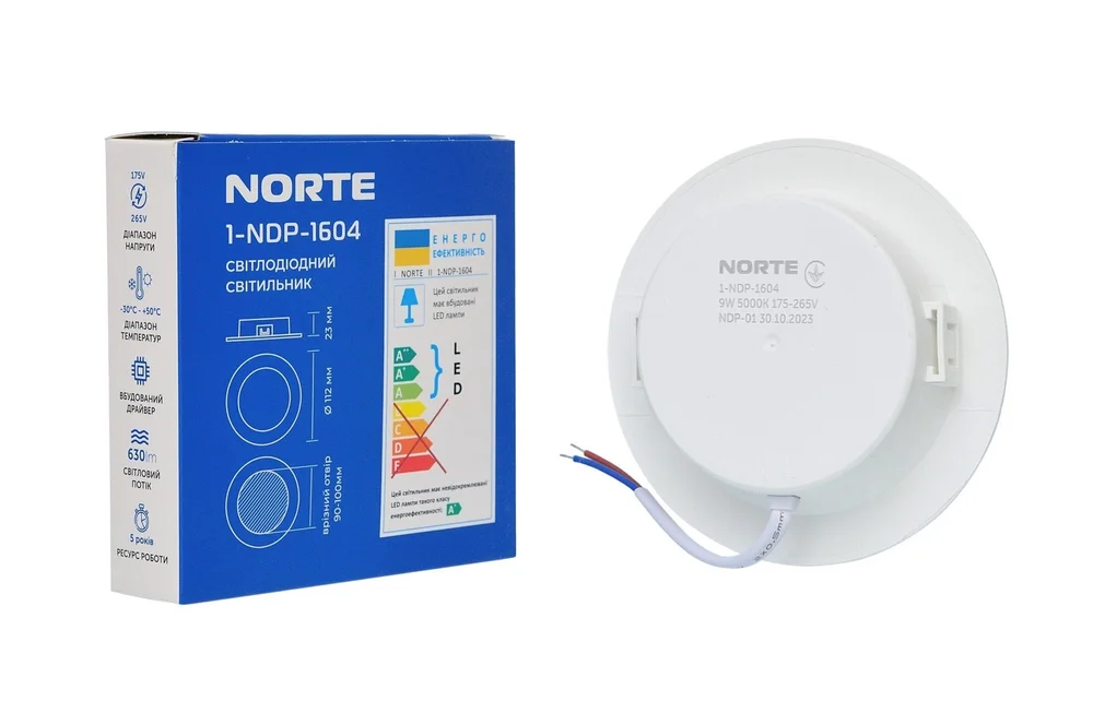 Потолочный светильник NORTE 1-NDP-1604 9W 5000K IP44 круг