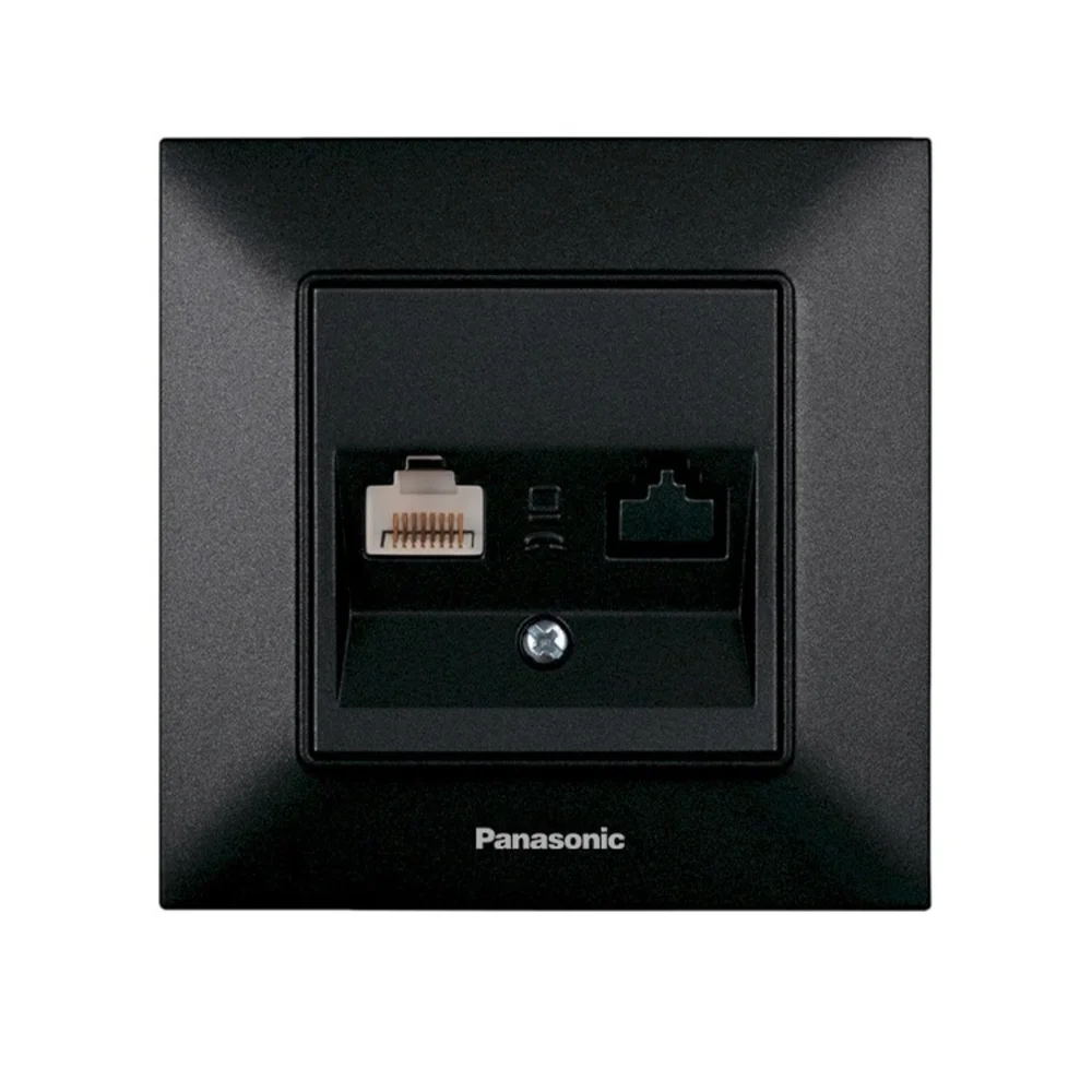 Розетка компьютерная RJ45 CAT5e Panasonic Arkedia Slim черная (WNTC0404-2BL)