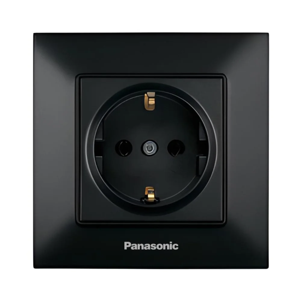 Розетка Panasonic Arkedia Slim із заземленням Чорна (WNTC0202-2BL)