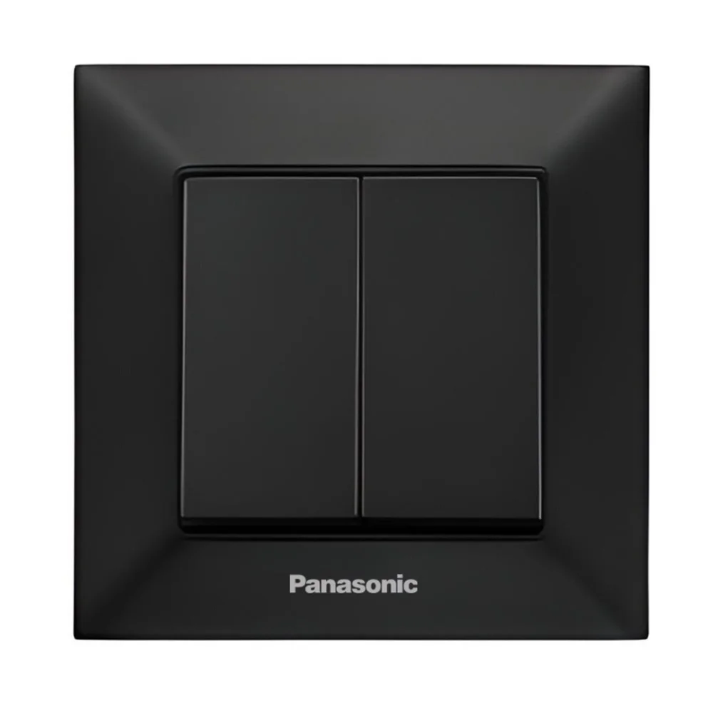 Выключатель Panasonic Arkedia Slim двухклавишный Черный быстрый монтаж (WNTC0109-2BL)