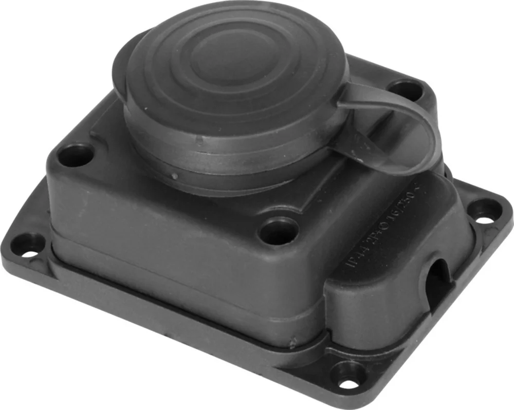 Розетка одинарна з заземленням та захистною кришкою каучукова E.NEXT e.socket.rubber.029.1.16,16А (s9100025)