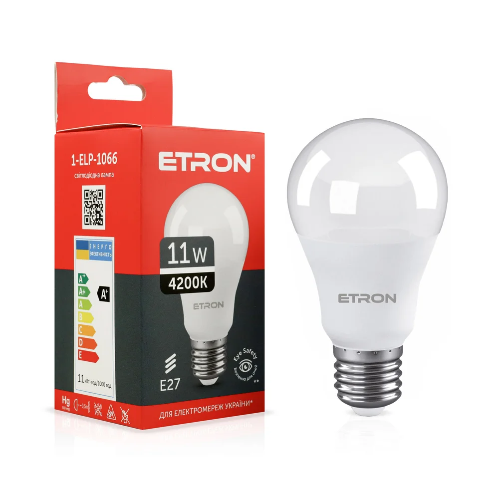  Світлодіодна LED лампа ETRON A60 11W 4200K E27 1-ELP-1066