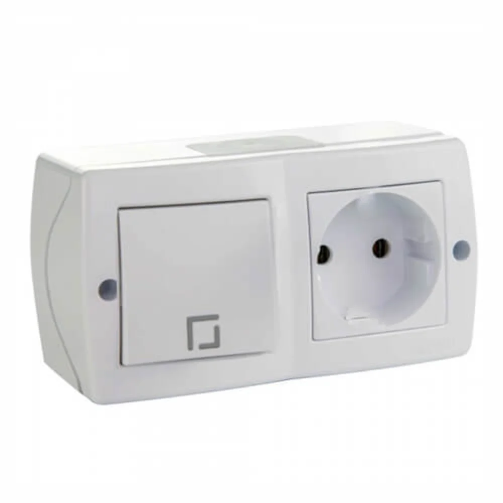 Вимикач одноклавішний + Розетка без заземлення Mono Electric OCTANS IP20 білий