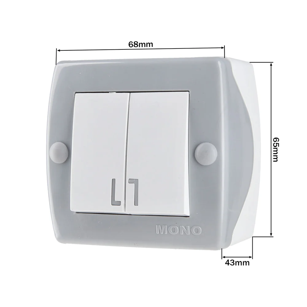 Вимикач двоклавішний Mono Electric OCTANS IP20 сірий
