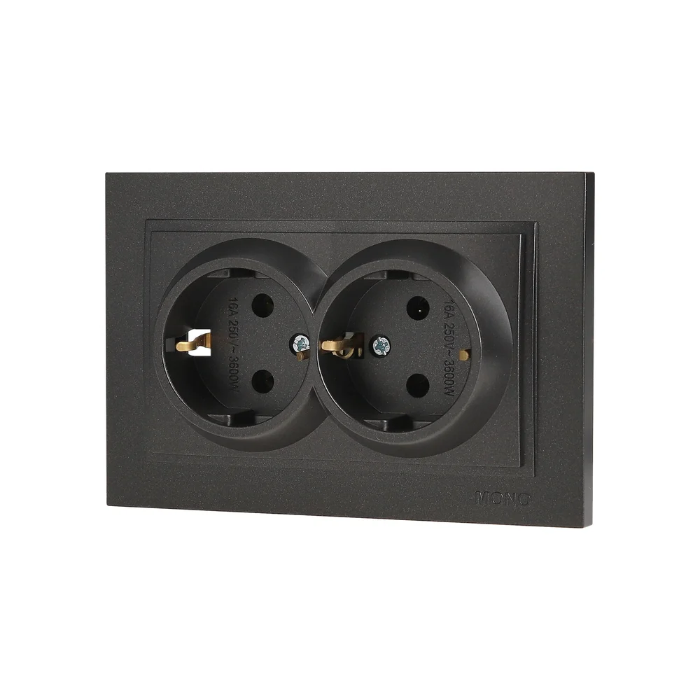 Розетка двойная с заземлением Mono Electric DESPINA графит 102-202004-120