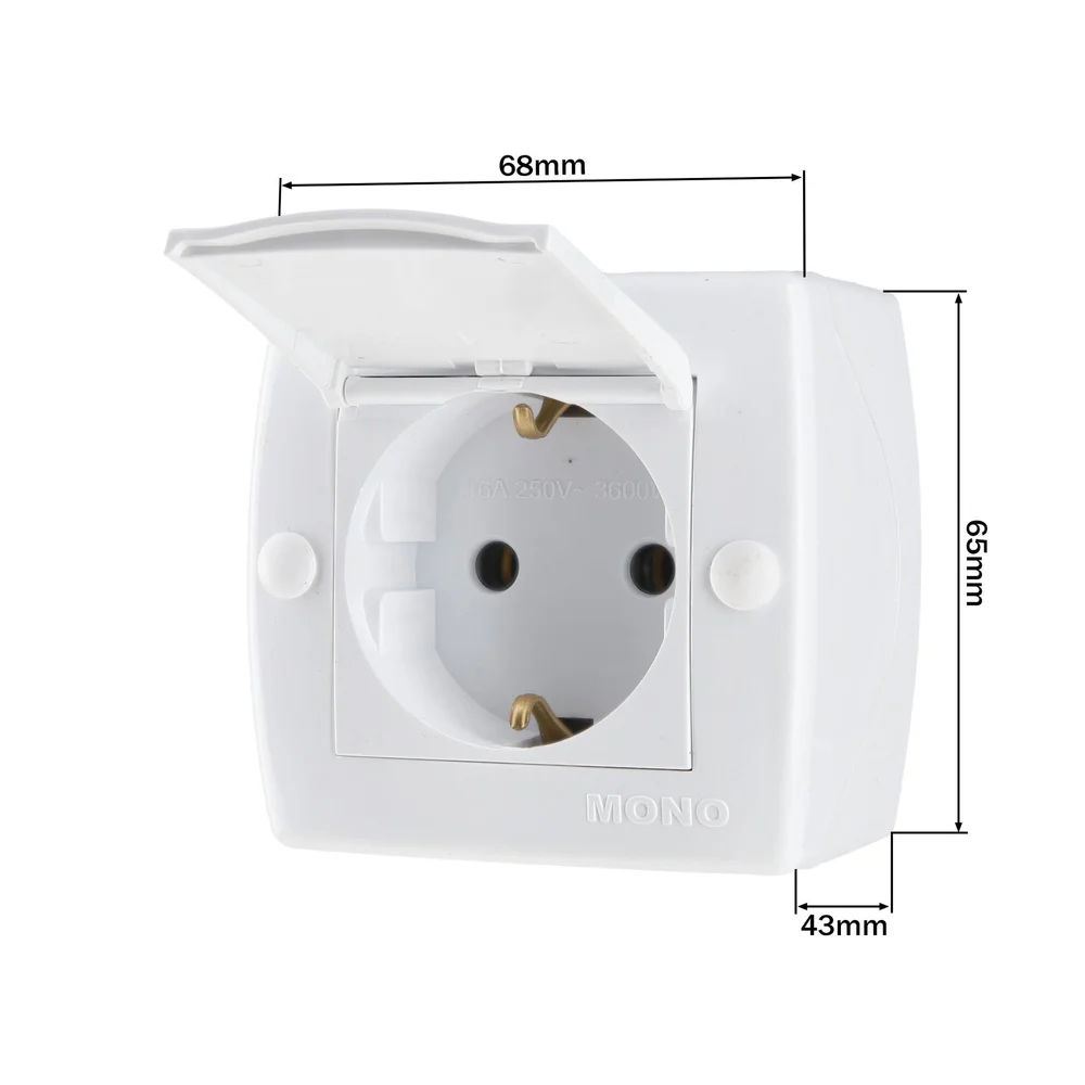 Розетка з заземленням та кришкою Mono Electric OCTANS IP20 біла