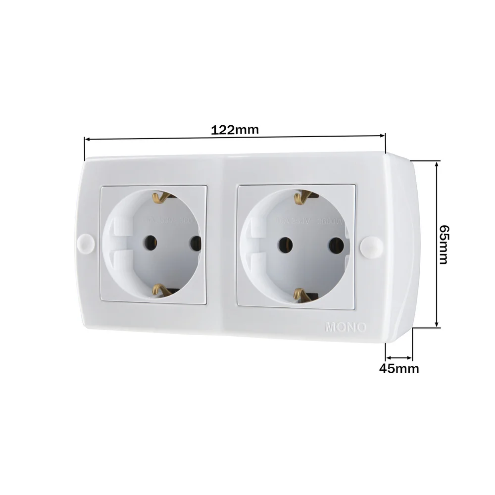 Розетка подвійна без заземлення Mono Electric OCTANS IP20 біла
