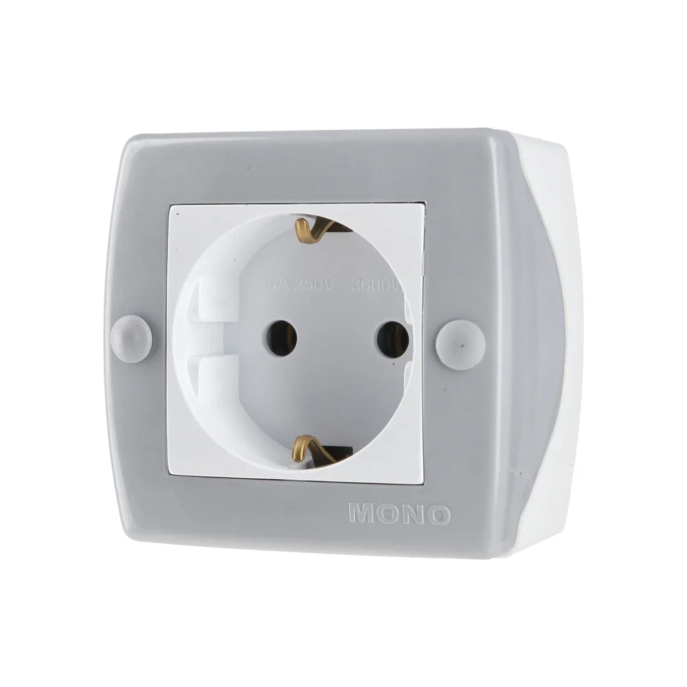 Розетка з заземленням Mono Electric OCTANS IP20 сіра