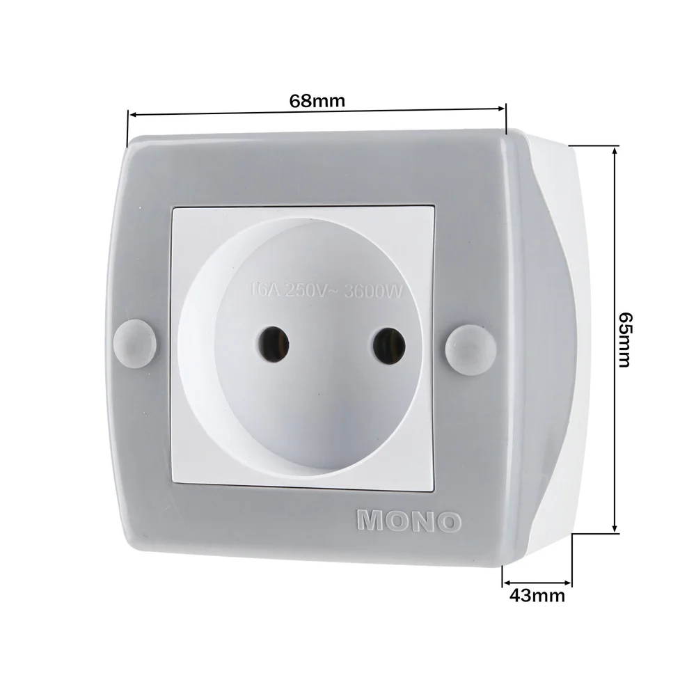 Розетка без заземленням Mono Electric OCTANS IP20 сіра