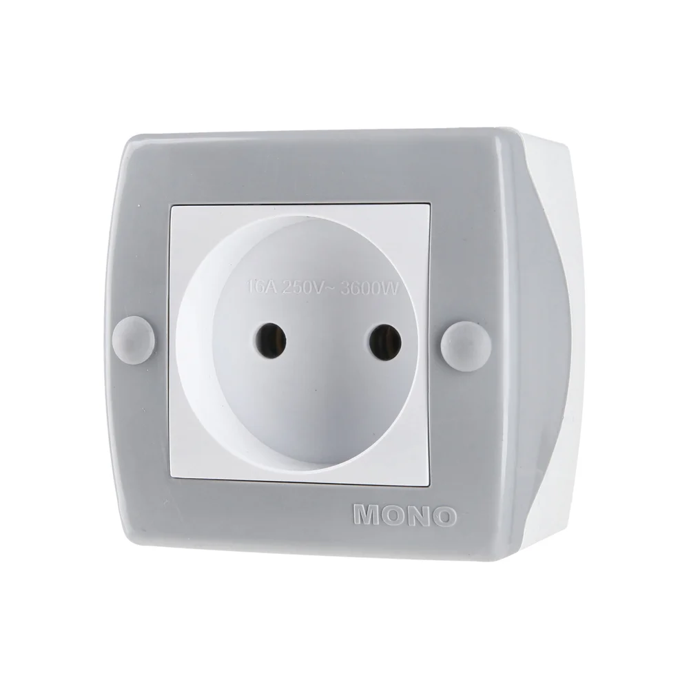 Розетка без заземленням Mono Electric OCTANS IP20 сіра