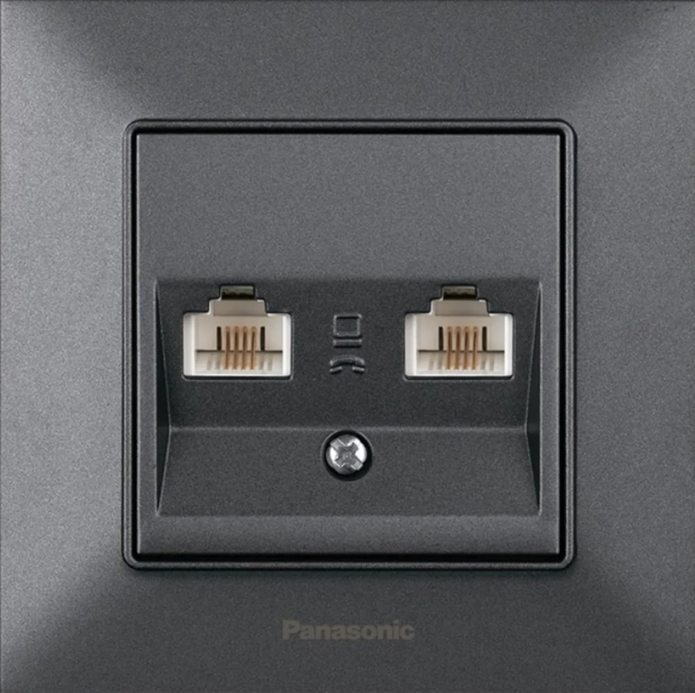 Розетка комп'ютерна подвійна Panasonic Arkedia Slim Дим WNTC0406-2DG