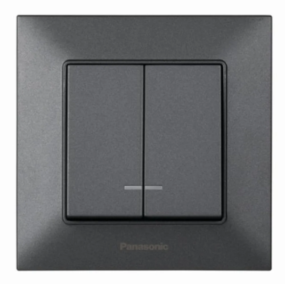 Выключатель двухклавишный с подсветкой Panasonic Arkedia Slim Дым WNTC0010-2DG