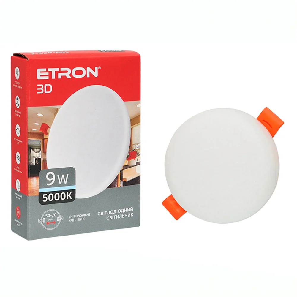 Светодиодный светильник потолочный ETRON Decor 1-EDP-601 9W 5000К ІР20 круг