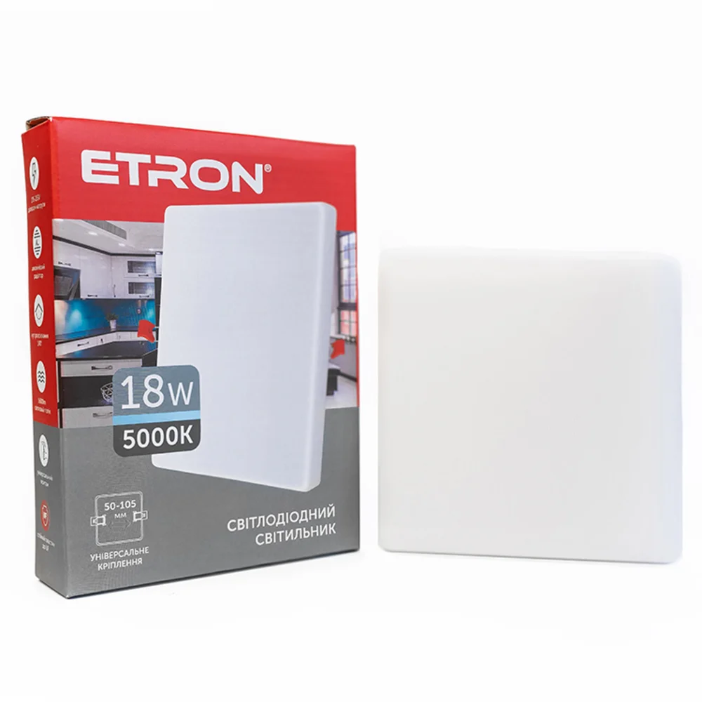 Светодиодный светильник ETRON Decor 1-EDP-661 18W 5000К IP20 квадрат