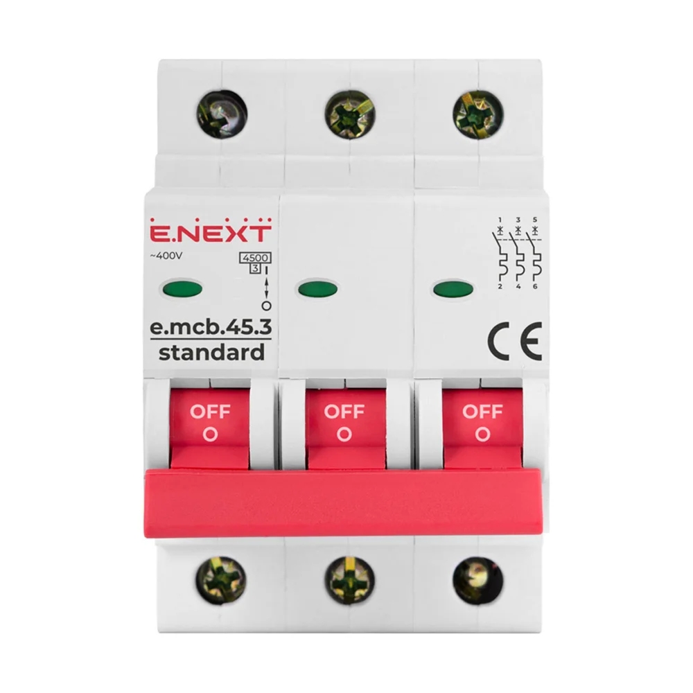 Автоматический выключатель E.NEXT e.mcb.stand.45.3.C6, 3р, 6А, C, 4,5 кА / s002029