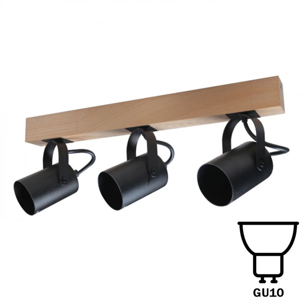 Світильник настінно-стельовий бра ETRON WoodLine Spot GU10 3x35Вт натуральний/чорний 1-EDR-8604