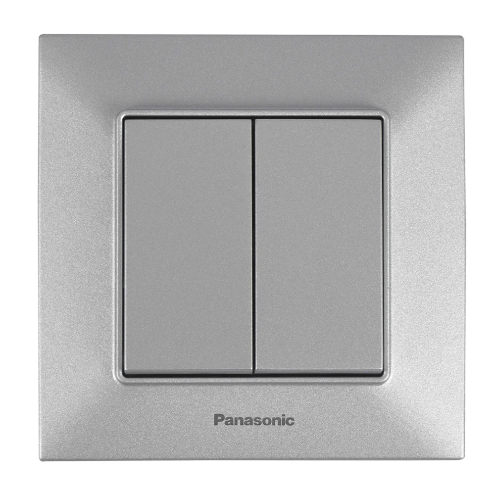 Выключатель двухклавишный Panasonic Arkedia Slim Серебро (WNTC0009-2SL)