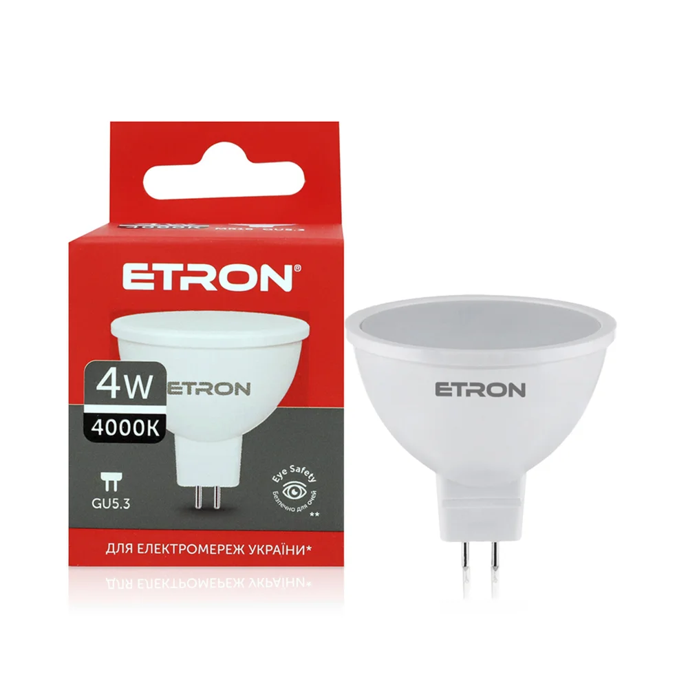 Світлодіодна LED лампа ETRON 4W 4000K GU5.3 MR16 тепле світло 1-ELP-842
