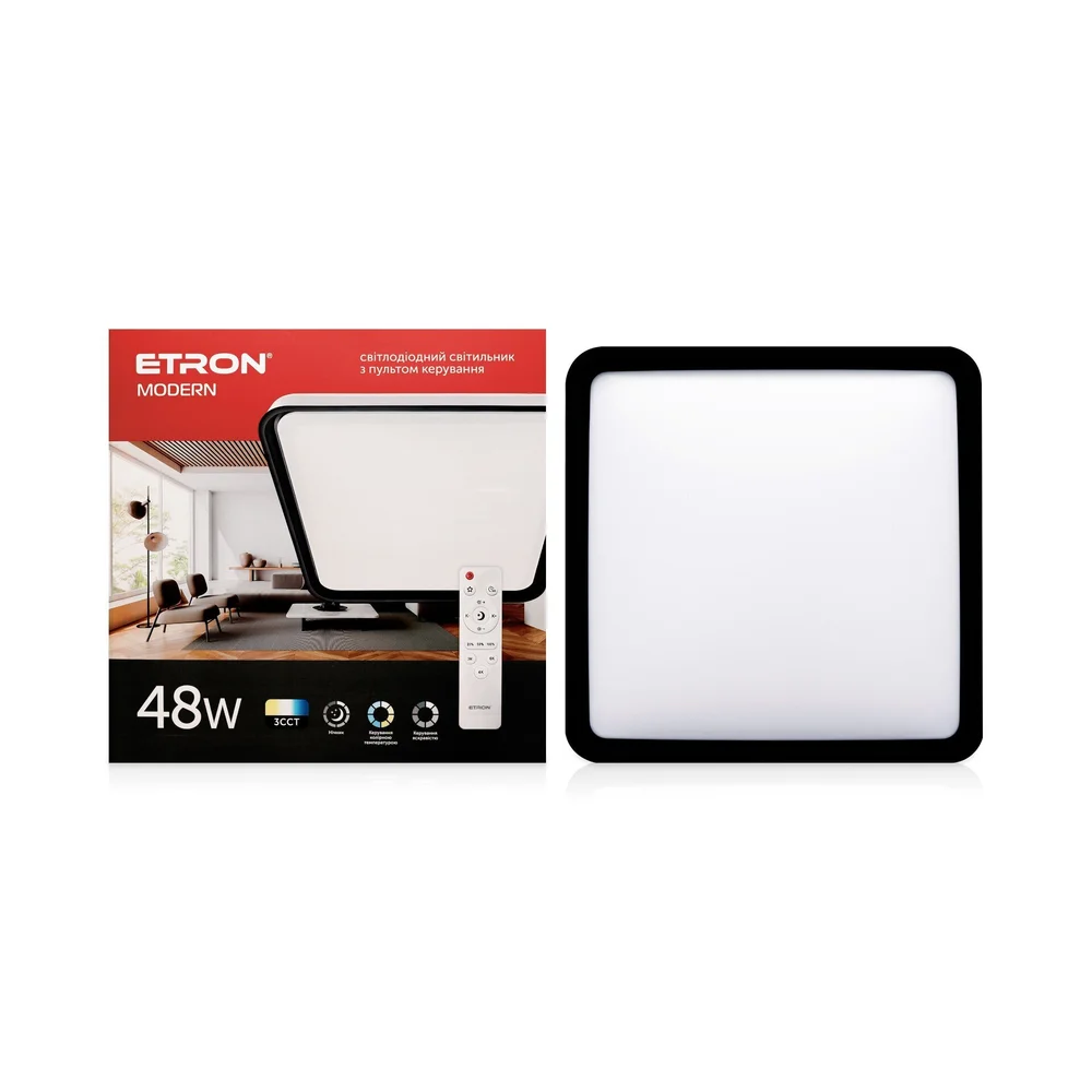 Светодиодный светильник с пультом ETRON Smart MODERN  1-ESP-2007 48W black&white IP20