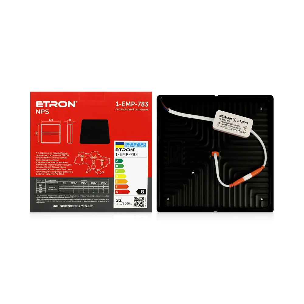 Светодиодный светильник ETRON 1-EMP-783 NPS 32W 5000К квадратный black