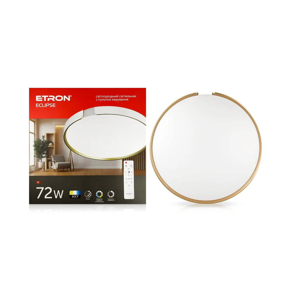 Світлодіодний світильник з пультом ETRON Smart ECLIPSE 1-ESP-2059 72W gold&white  IP20