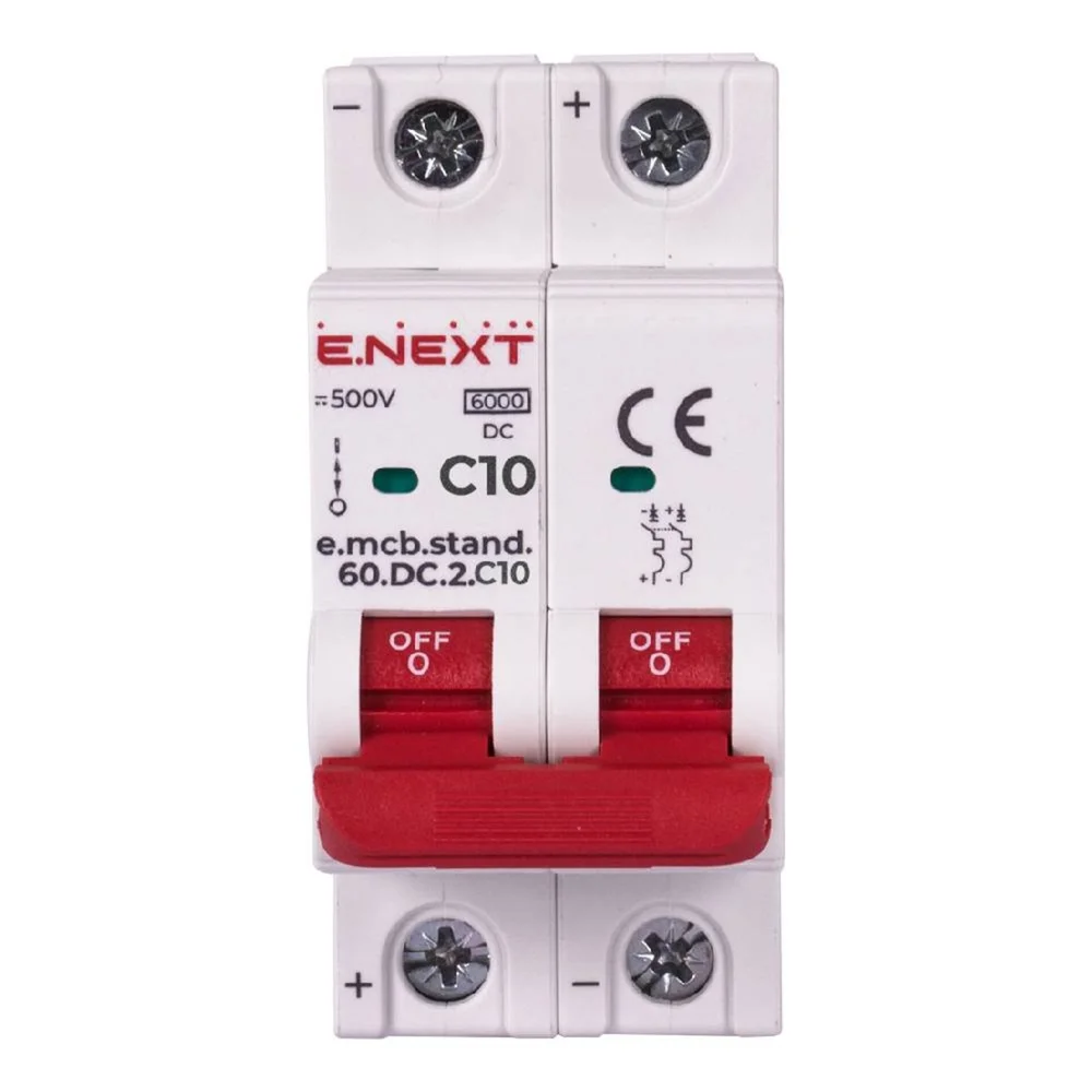 Модульный автоматический выключатель E.NEXT e.mcb.stand.60.DC.2.C10 2P 10A C 6kA DC